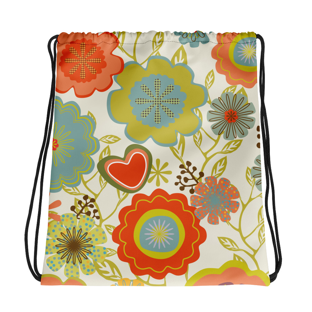 floral drawstring bag